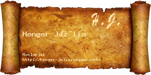 Henger Júlia névjegykártya