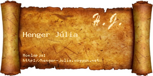 Henger Júlia névjegykártya